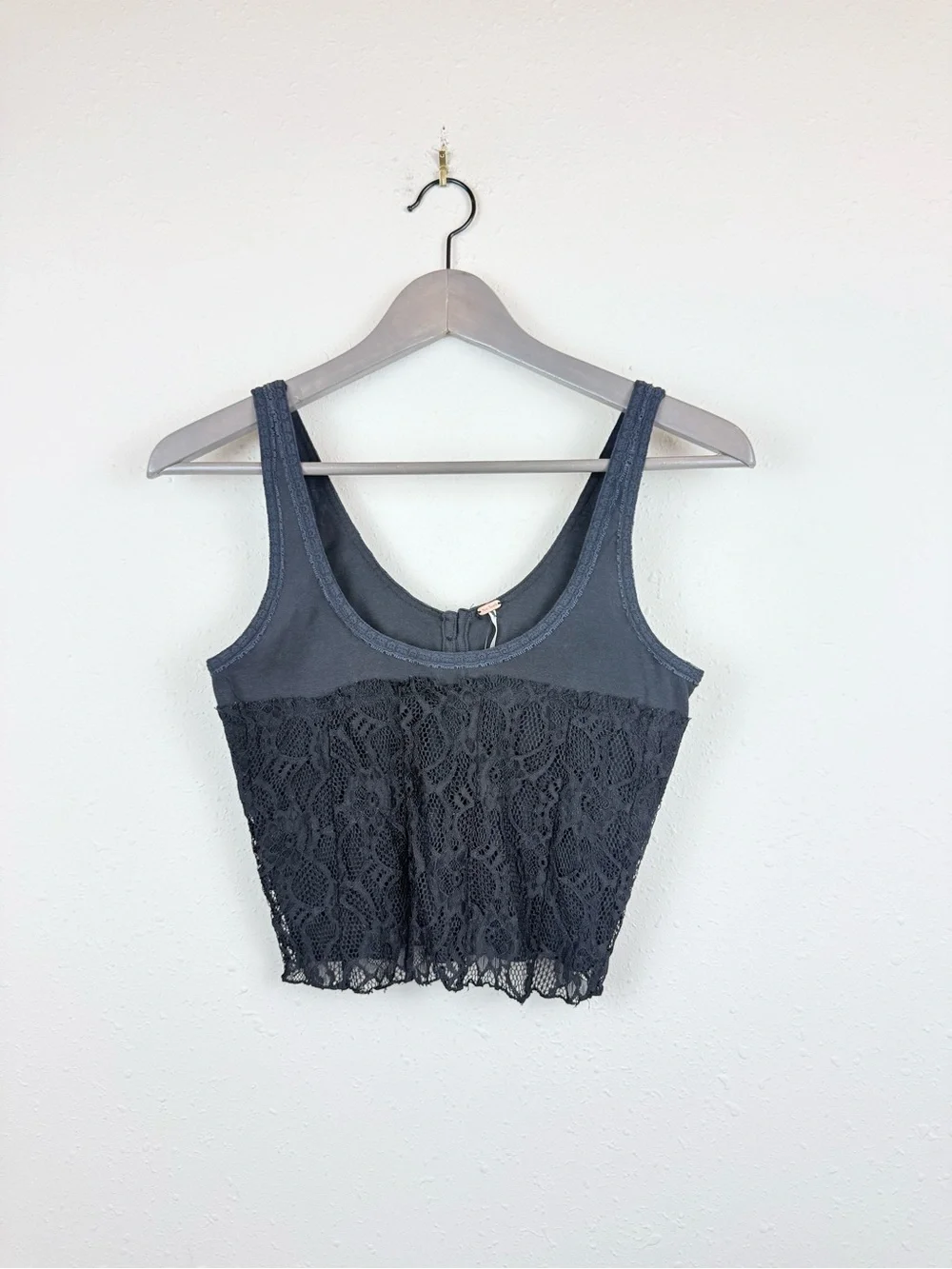 Free People Cosette Corset Lace Black Crop Tank Top Size XS NWT